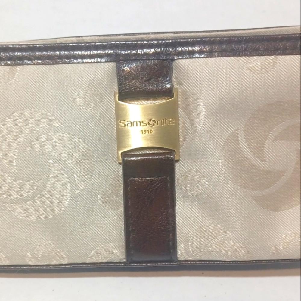 Samsonite Brown and Cream Makeup Bag Or Clutch